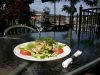 Food on the patio. 